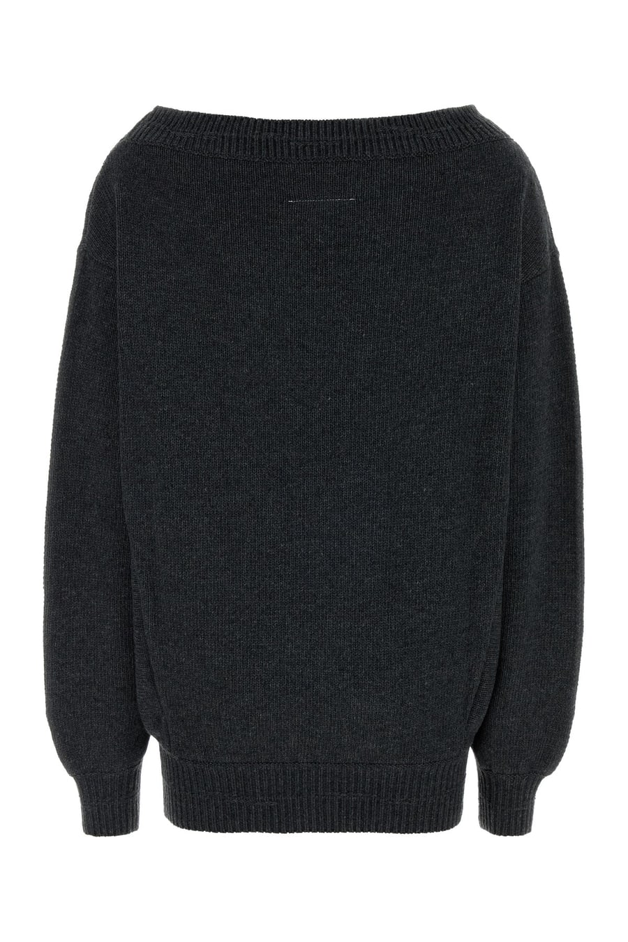MM6 Maison Margiela Mini abito maglione in misto lana grigio scuro, view 2