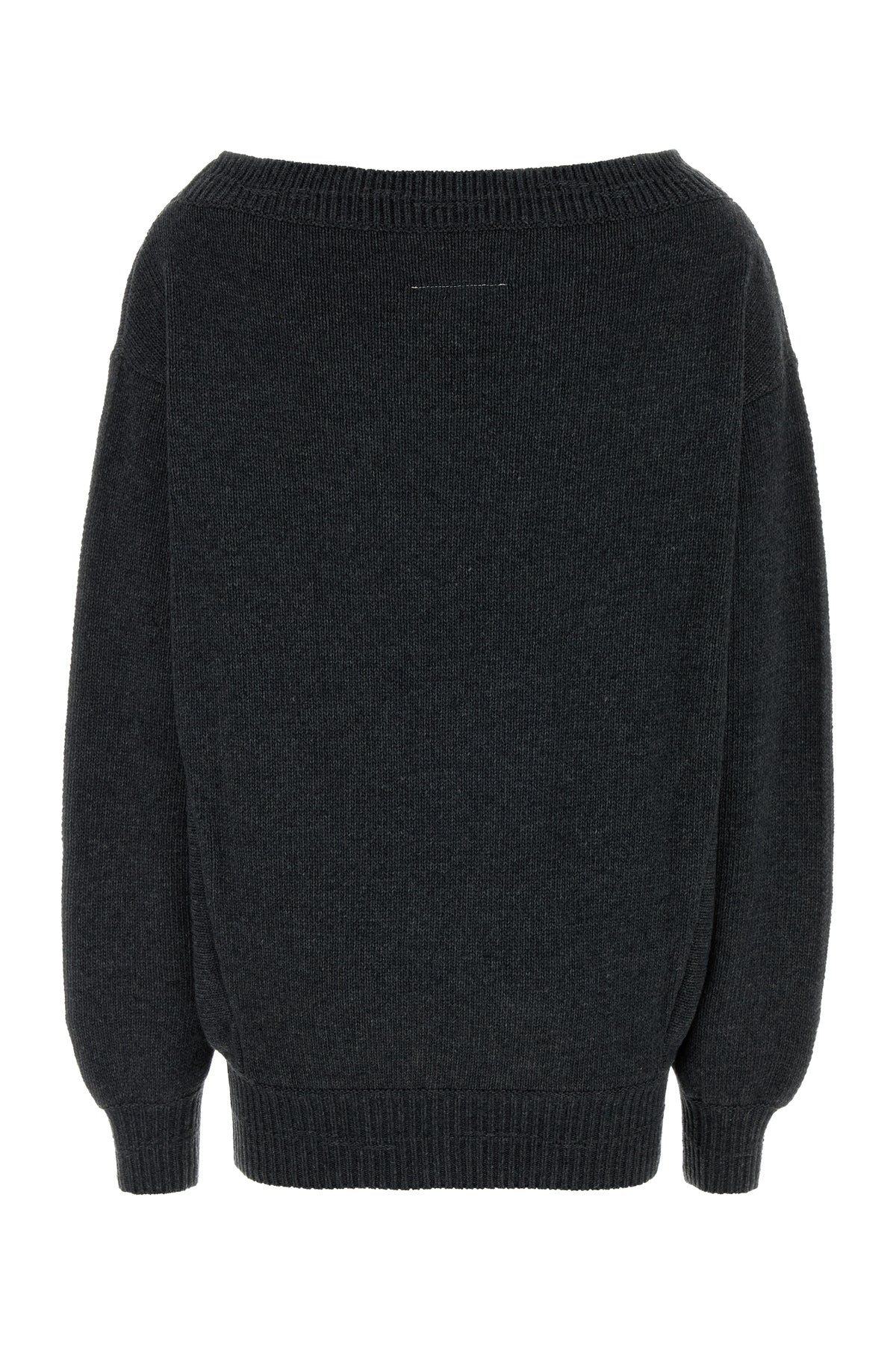 MM6 Maison Margiela Mini abito maglione in misto lana grigio scuro, view 2