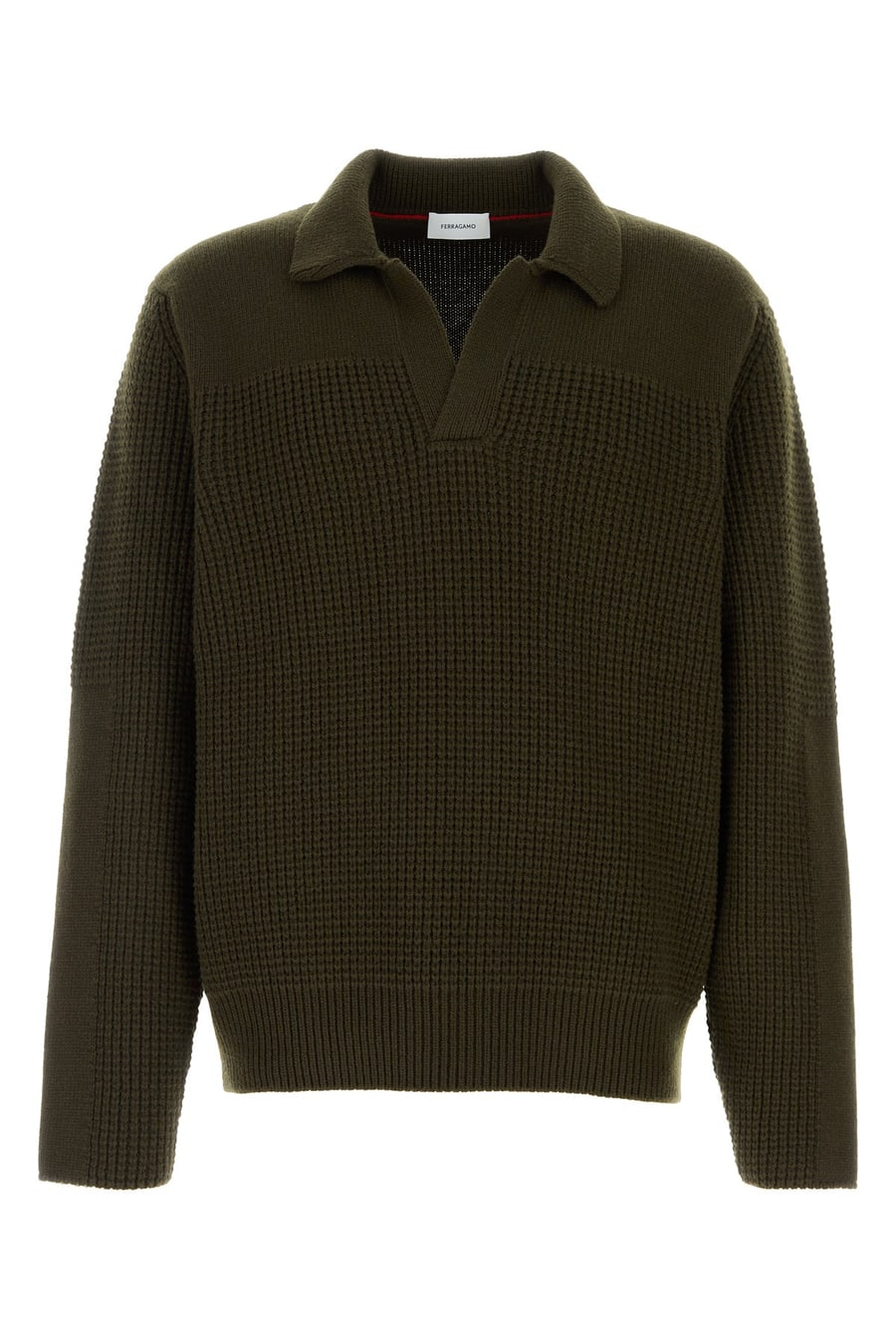 Ferragamo Maglione in lana verde oliva