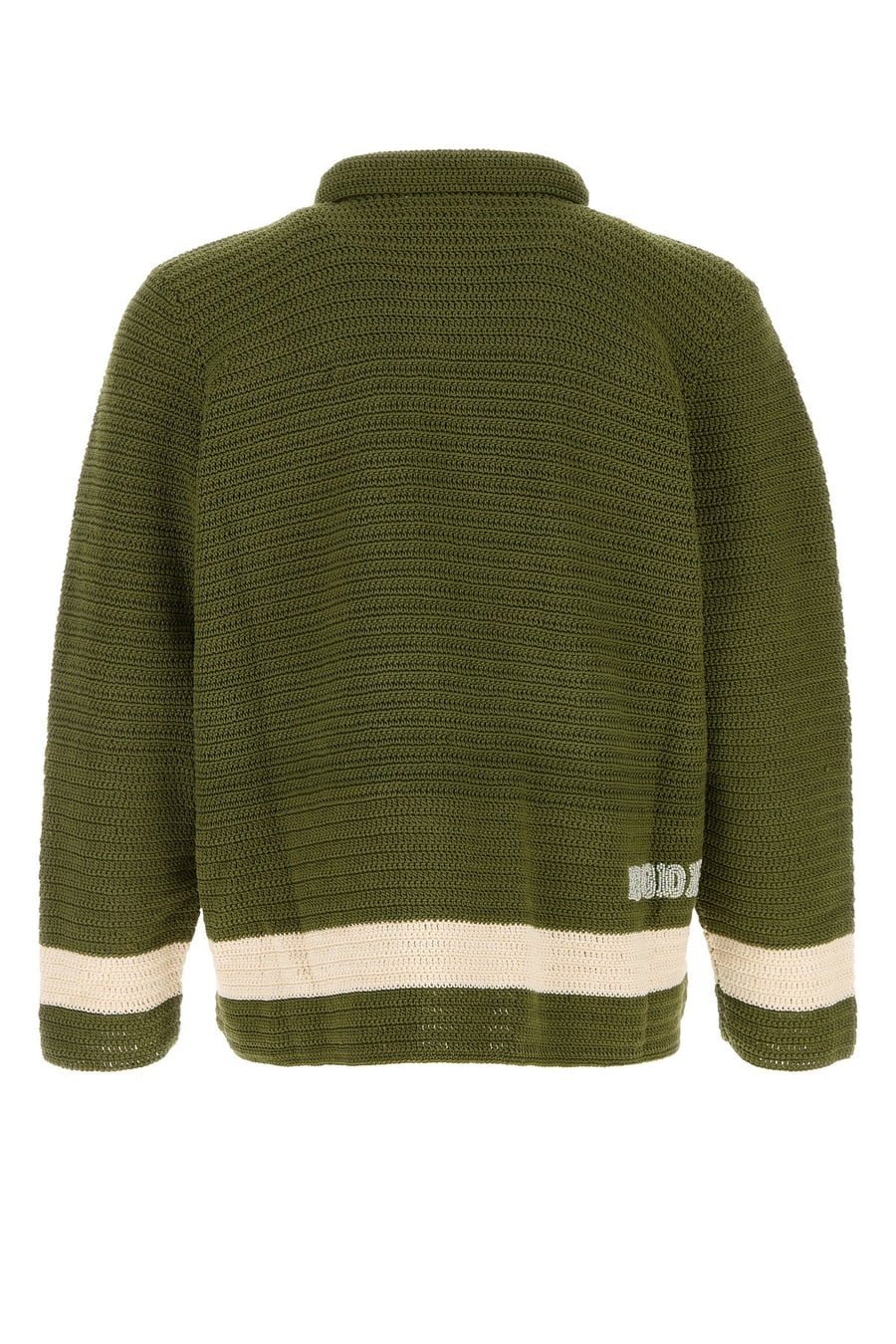 BODE Camicia Marsh in crochet verde, view 2