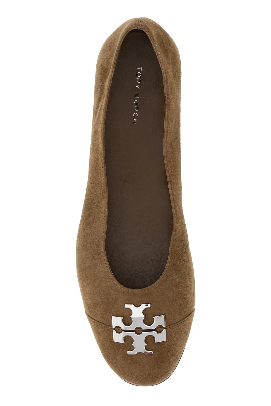 Tory Burch Ballerine Charlie in pelle scamosciata cappuccino, view 4