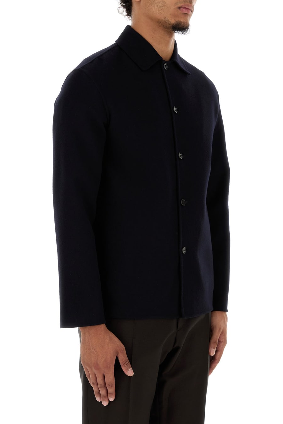 Jil Sander Camicia in misto lana blu notte, view 3