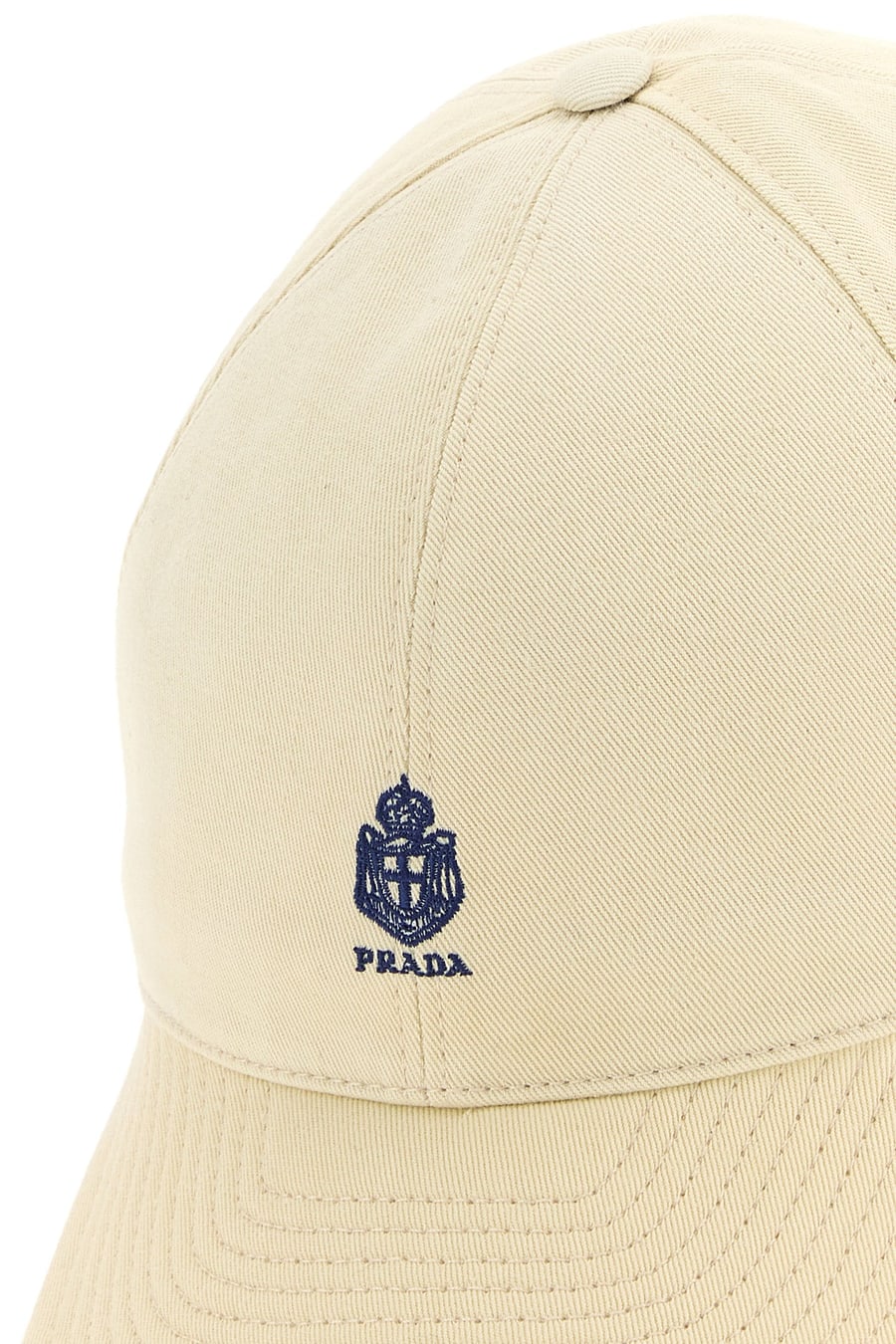 Prada Cappello da baseball in cotone crema, view 4