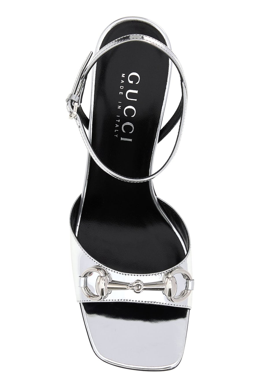 Gucci Sandali Signora in pelle argento, view 4