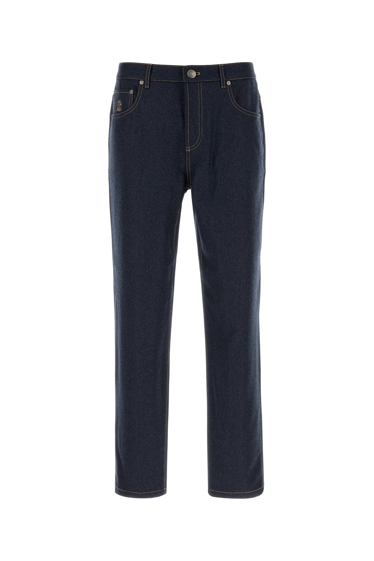 Brunello Cucinelli Pantalone in feltro blu scuro