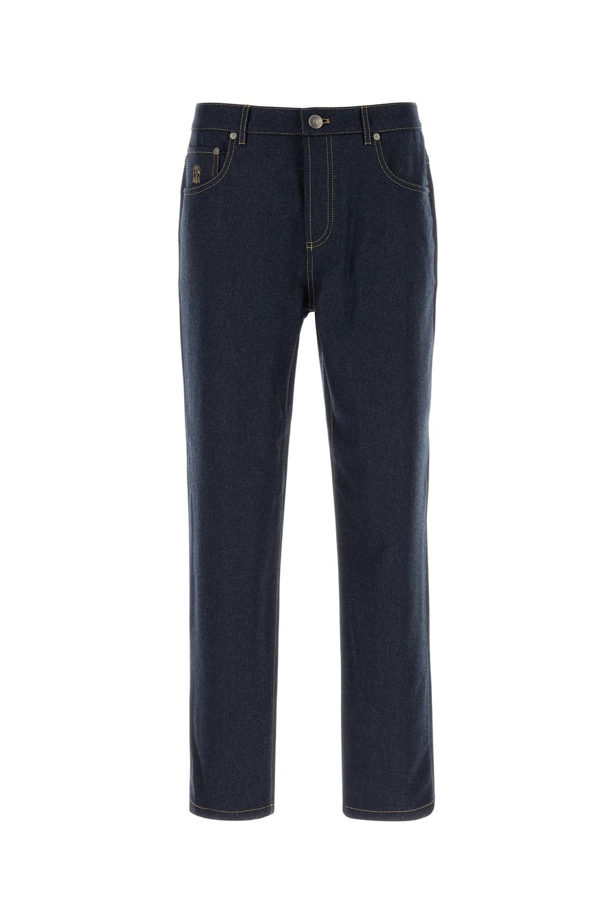 Brunello Cucinelli Pantalone in feltro blu scuro