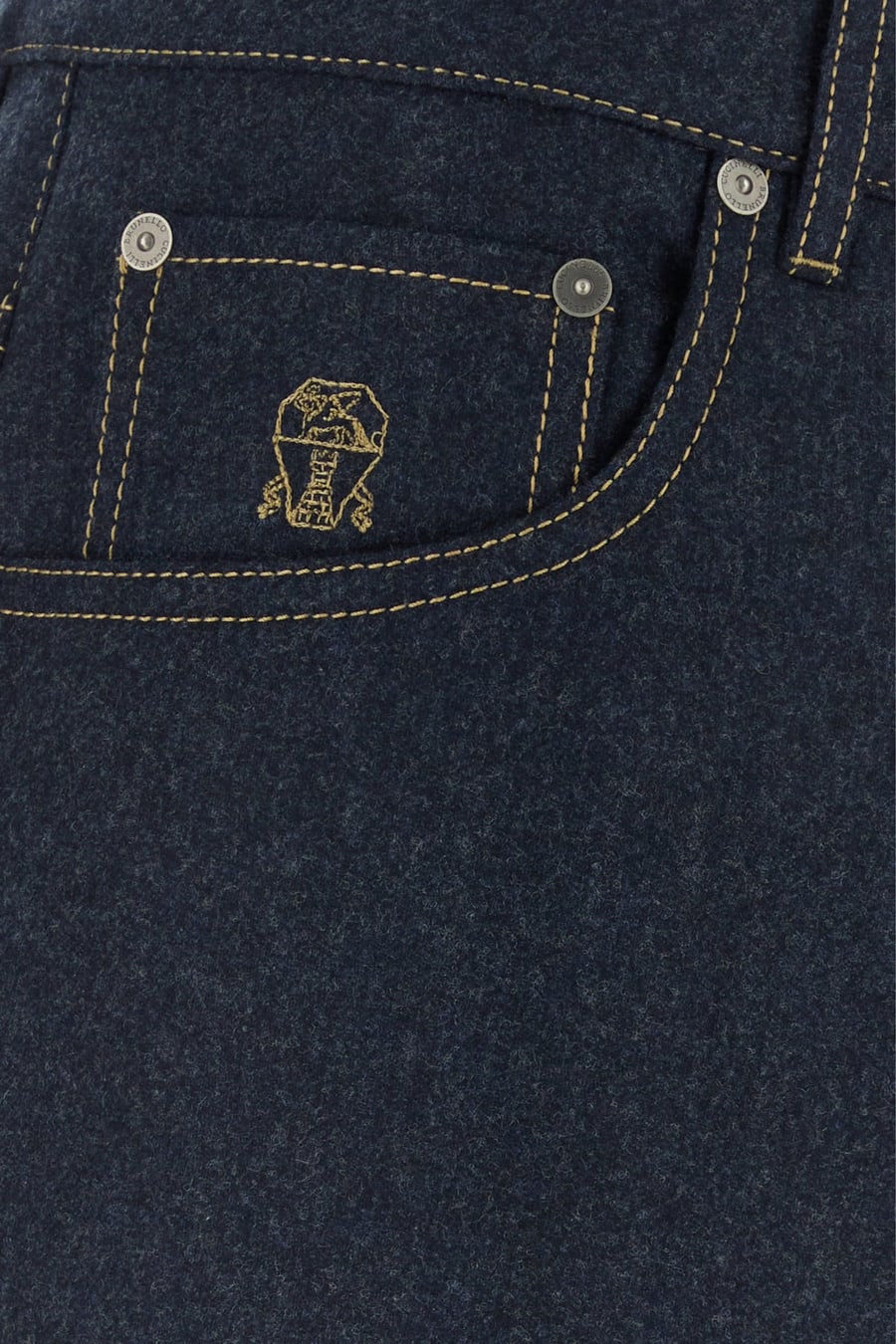 Brunello Cucinelli Pantalone in feltro blu scuro, view 5