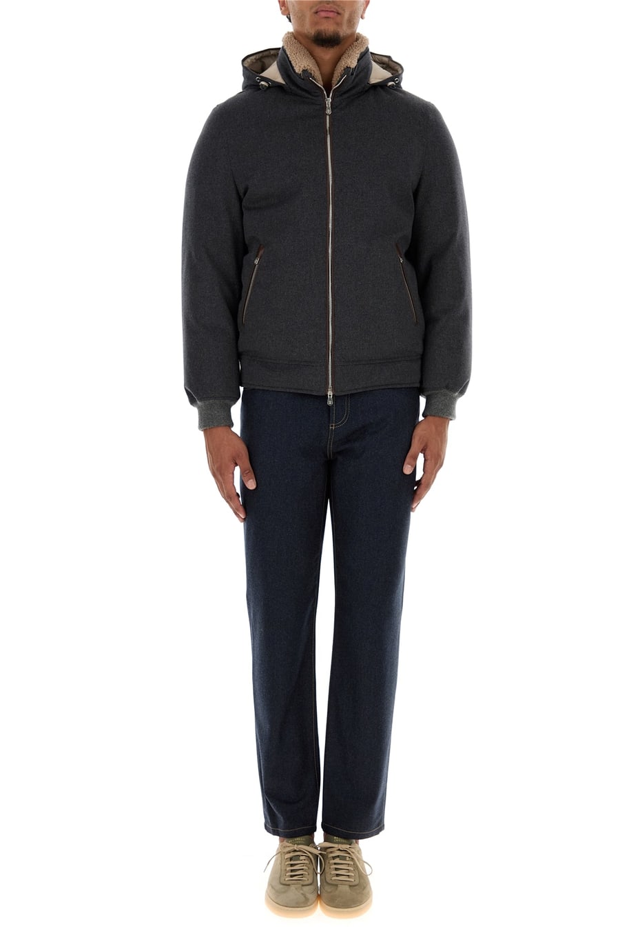 Brunello Cucinelli Pantalone in feltro blu scuro, view 6