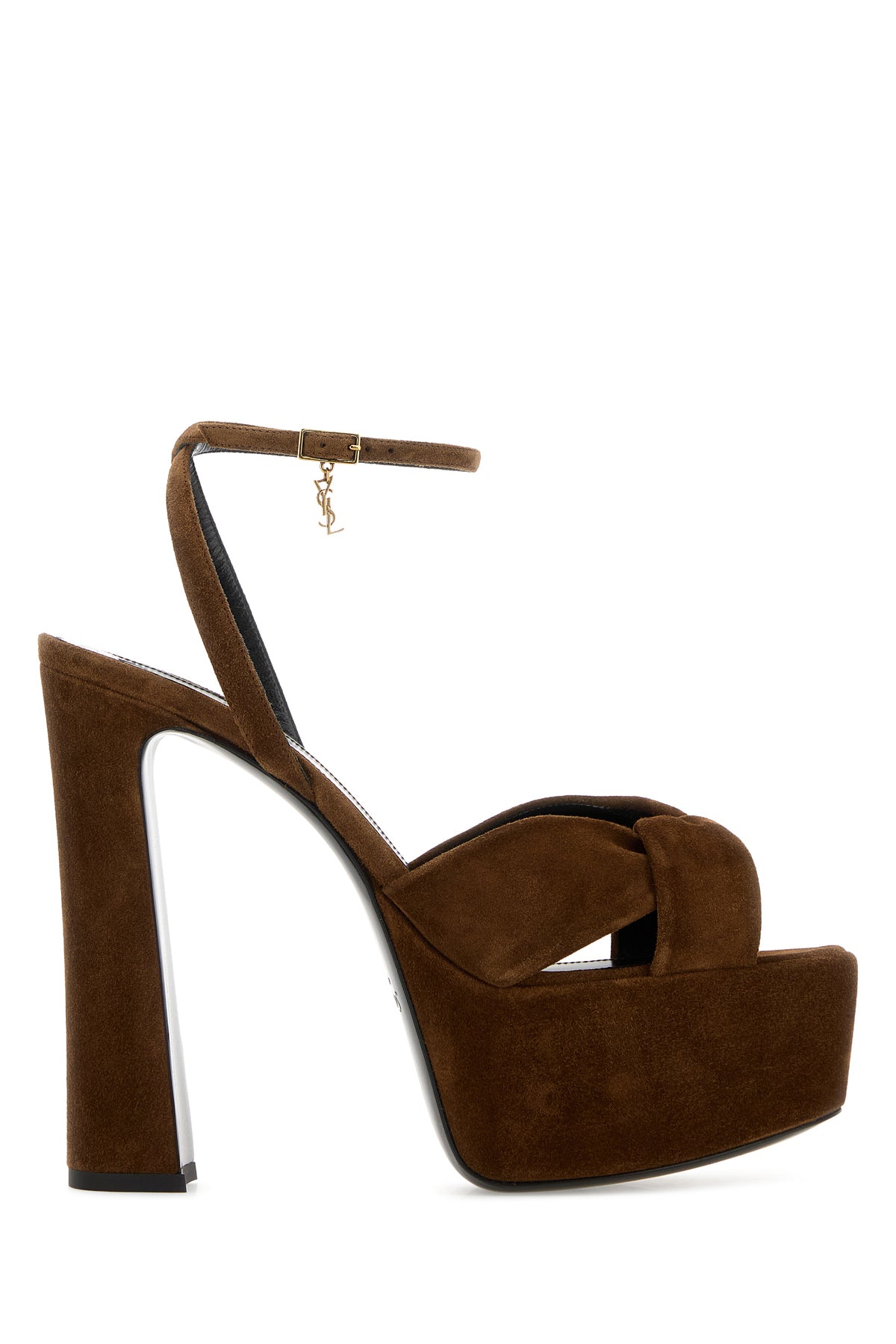 Saint Laurent Sandali Franciane in pelle scamosciata marrone