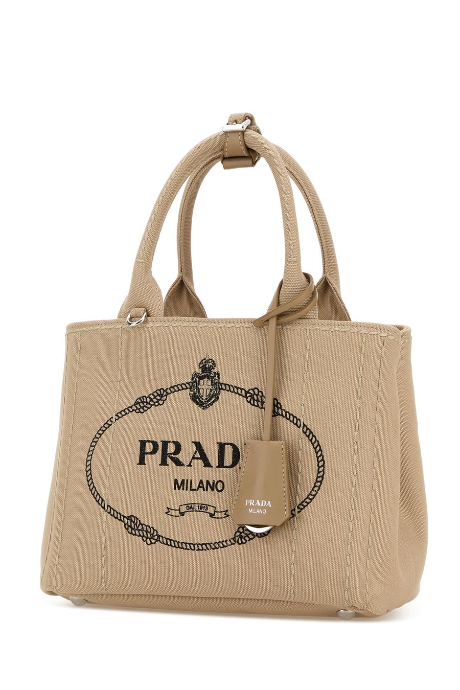Prada Borsa a mano Prada Jardinière piccola in tela beige, view 2