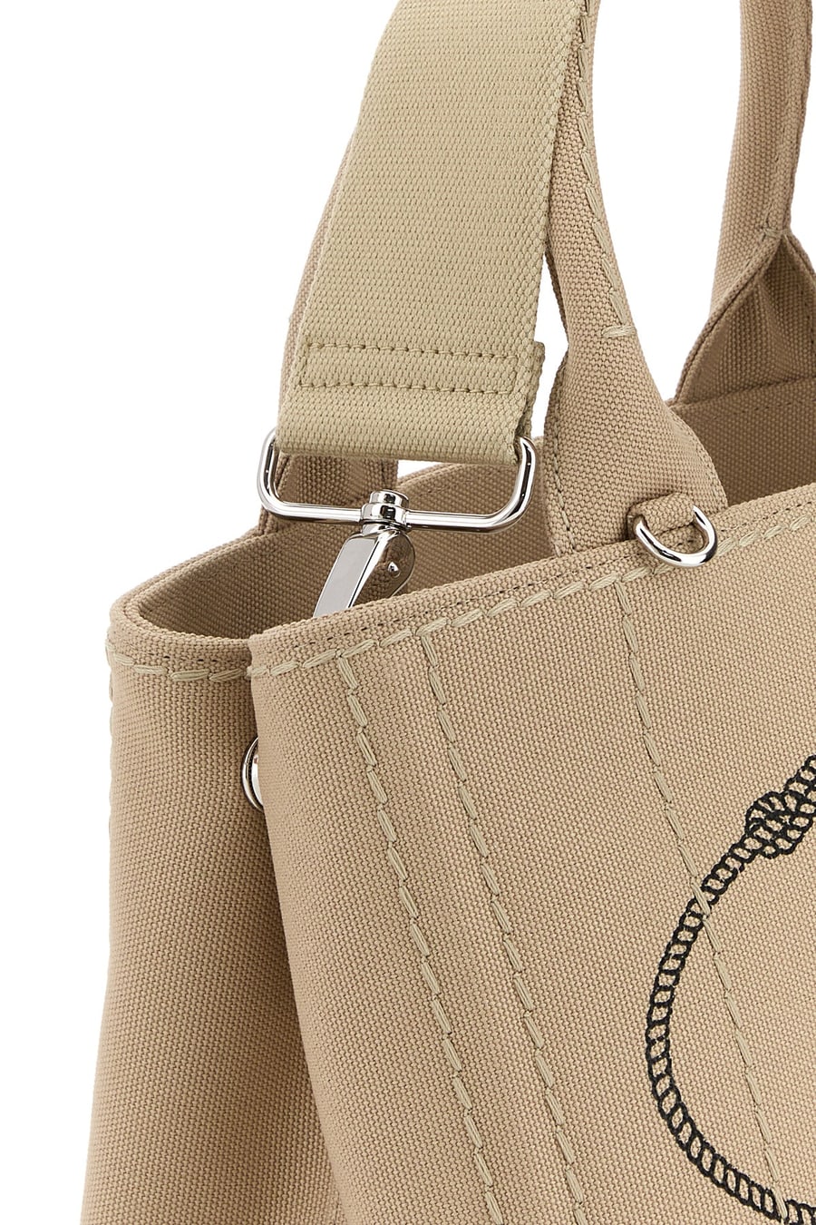 Prada Borsa a mano Prada Jardinière piccola in tela beige, view 4