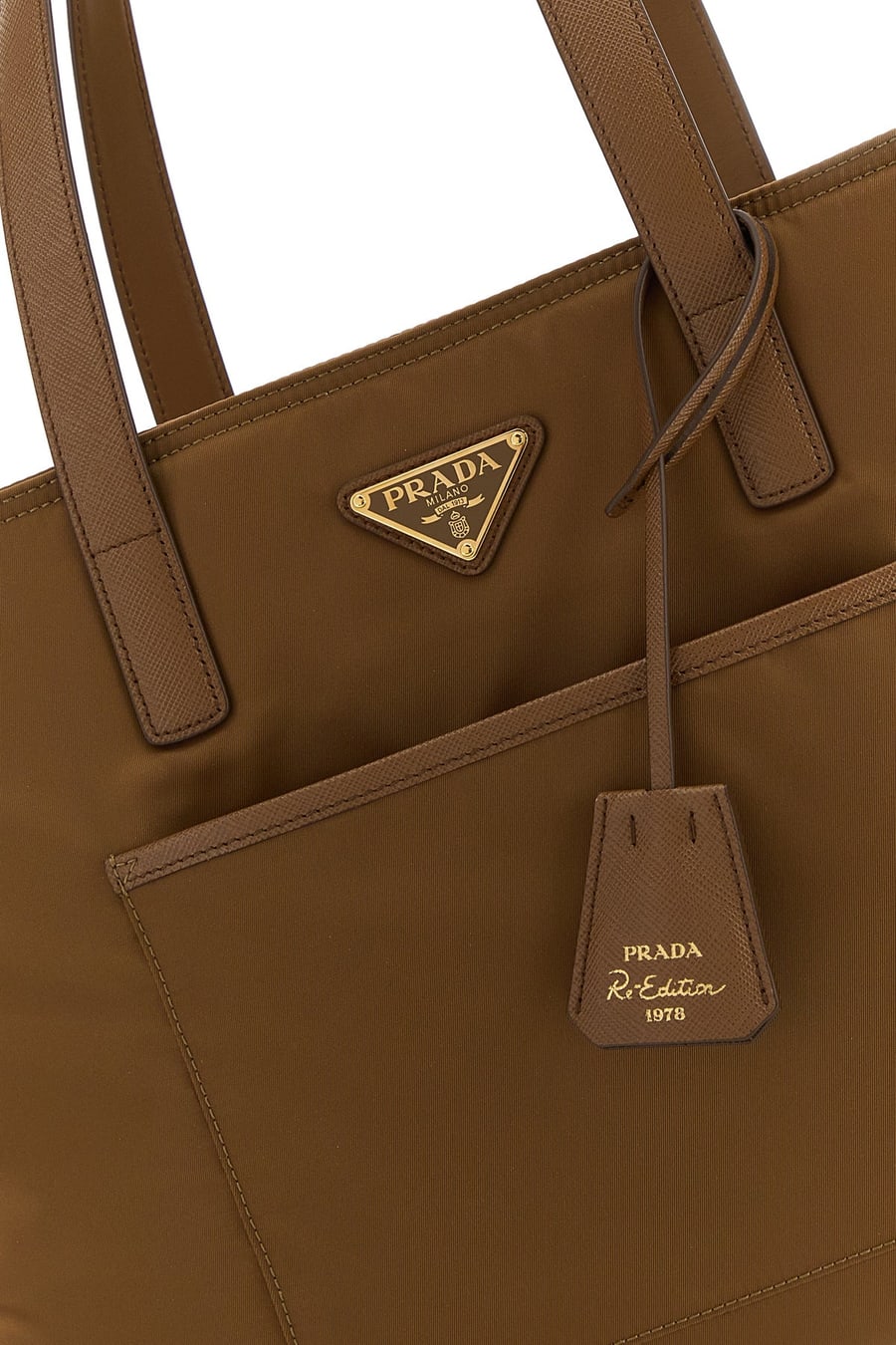 Prada Borsa shopping in Re-Nylon marrone, view 4