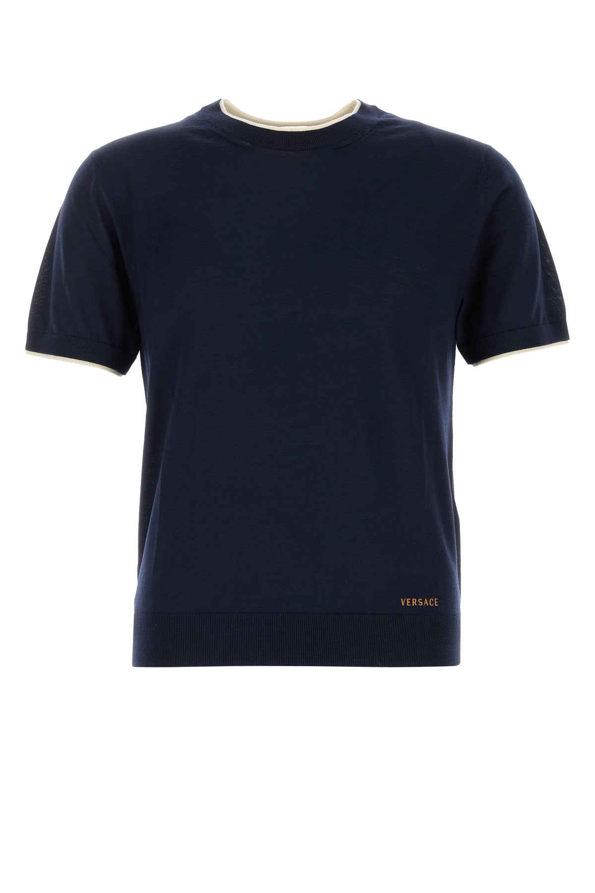 Versace Maglione in lana stretch blu navy