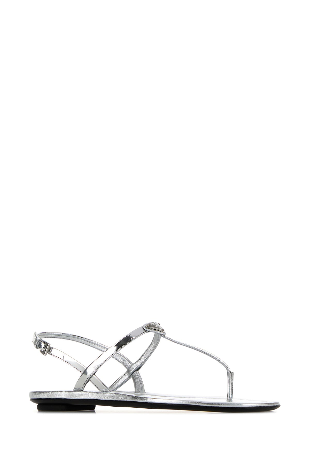 Prada Sandali infradito in pelle argento, view 2