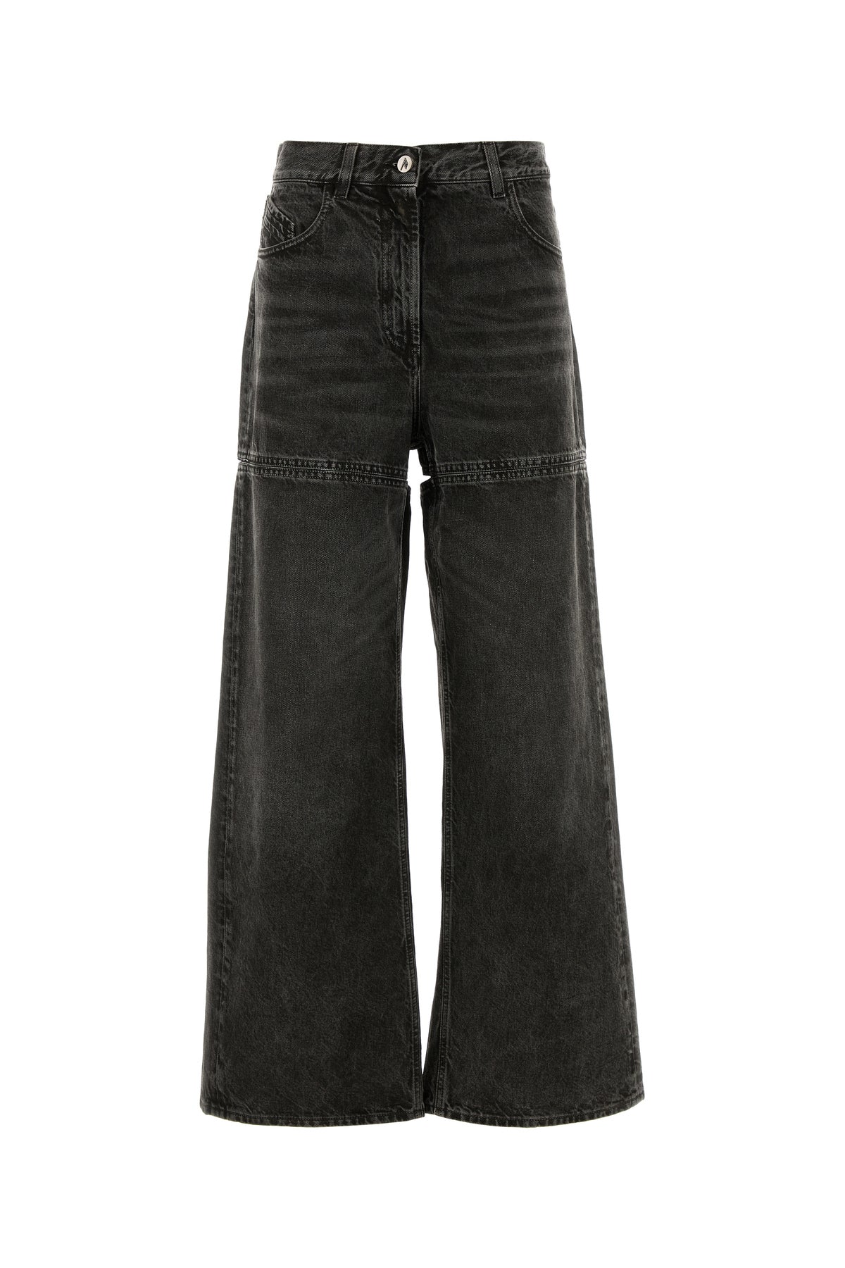 The Attico Jeans dalla gamba ampia in denim grigio scuro