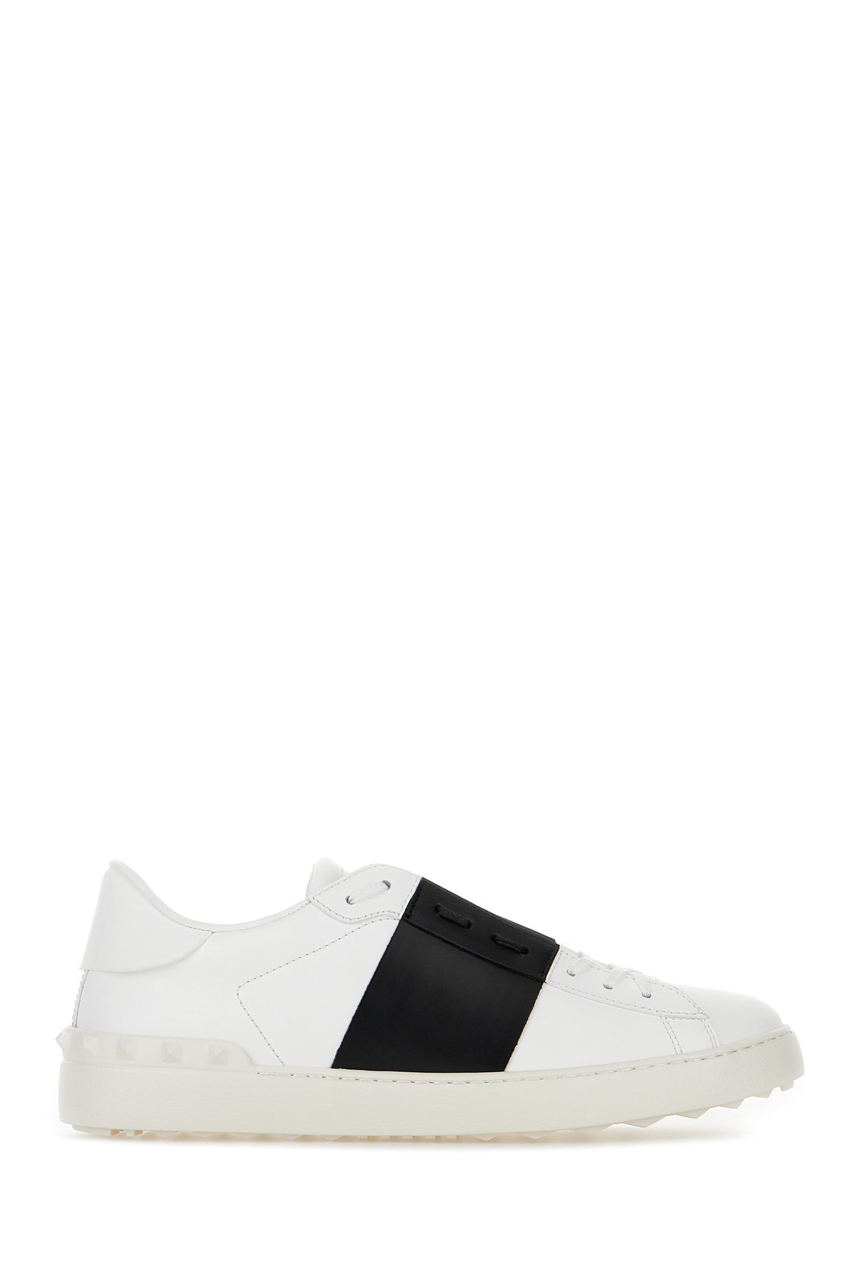 Valentino Garavani Sneakers Open in pelle bianca con banda nera