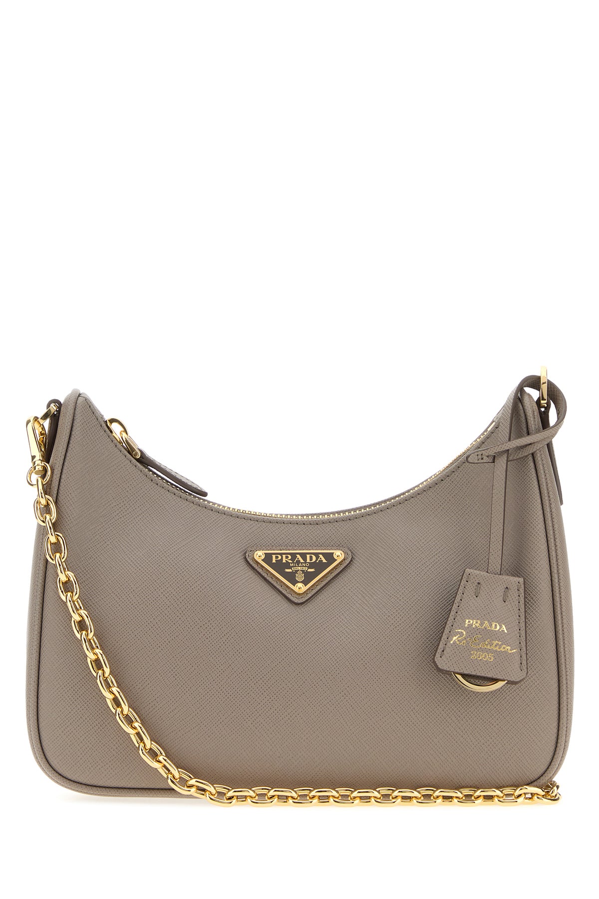 Prada Borsa a spalla Re-Edition 2005 in pelle grigia scura