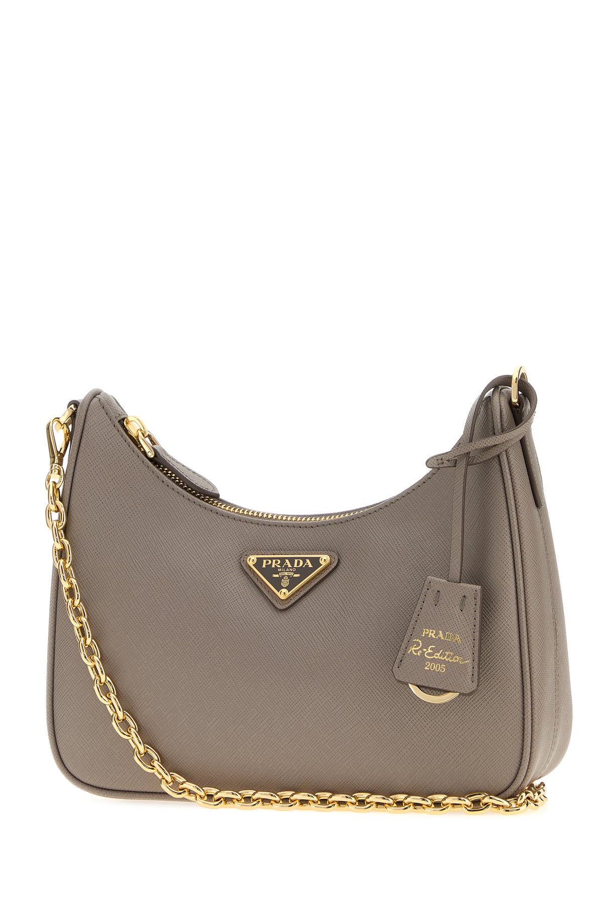 Prada Borsa a spalla Re-Edition 2005 in pelle grigia scura, view 2