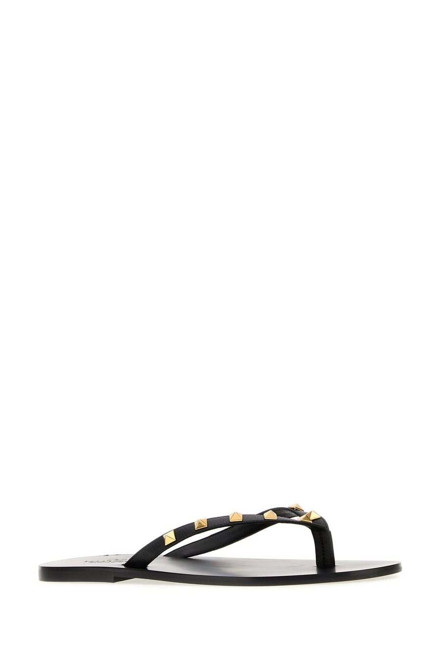 Valentino Garavani Slippers infradito Rockstud in pelle nera, view 2