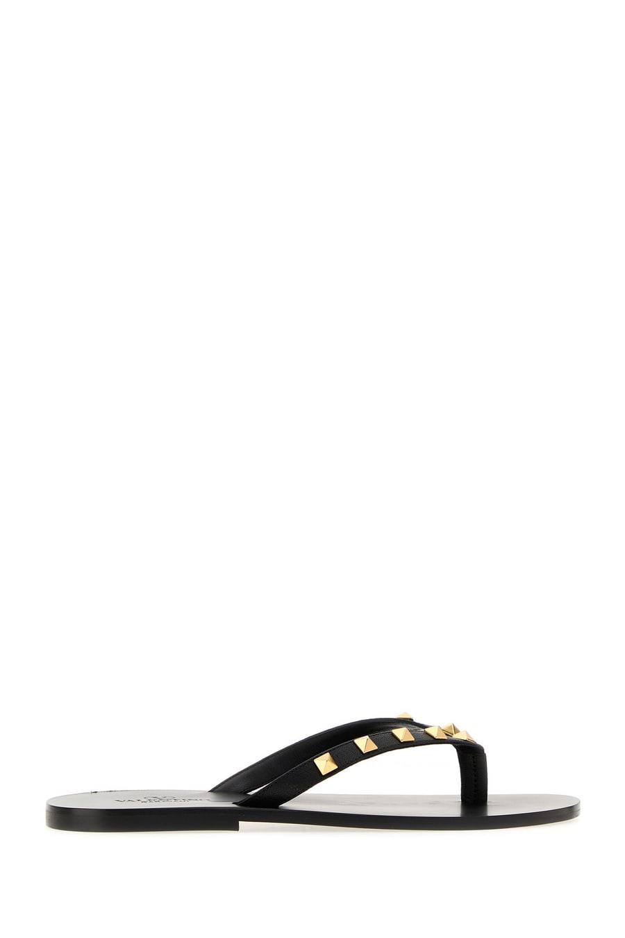 Valentino Garavani Slippers infradito Rockstud in pelle nera, view 3