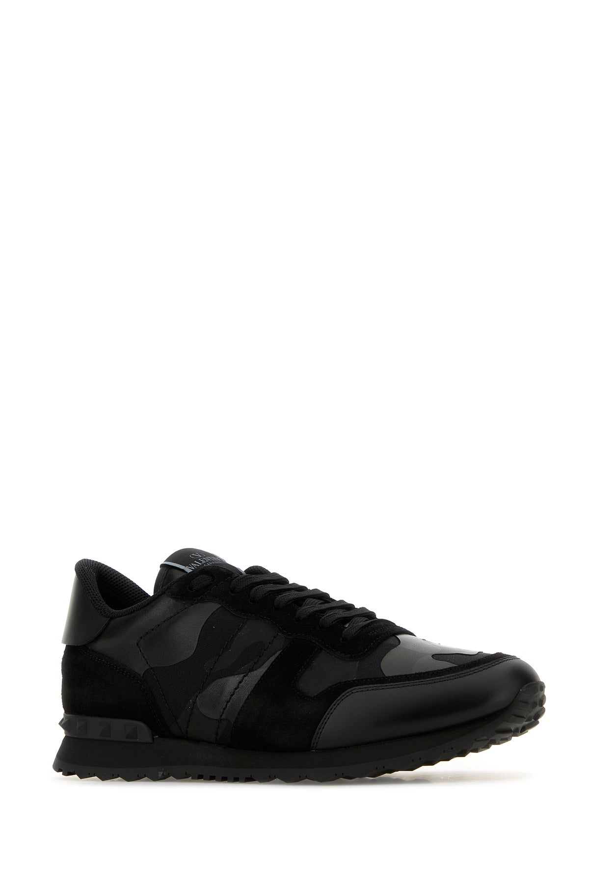 Valentino Garavani Sneakers Rockrunner Camouflage nere in tessuto e pelle, view 2