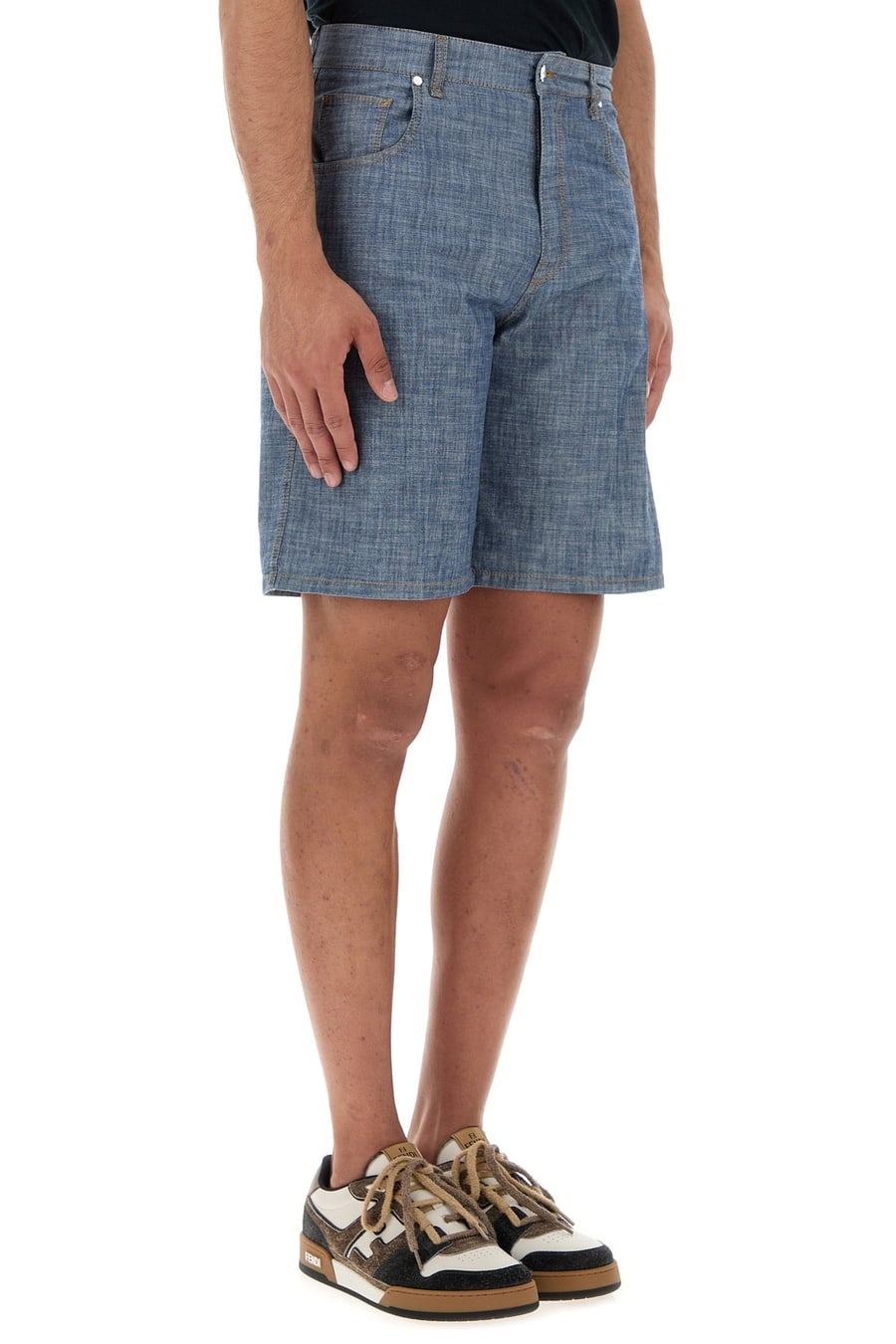 Fendi Bermuda in chambray azzurro, view 3