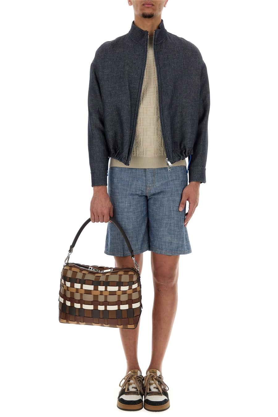 Fendi Bermuda in chambray azzurro, view 6