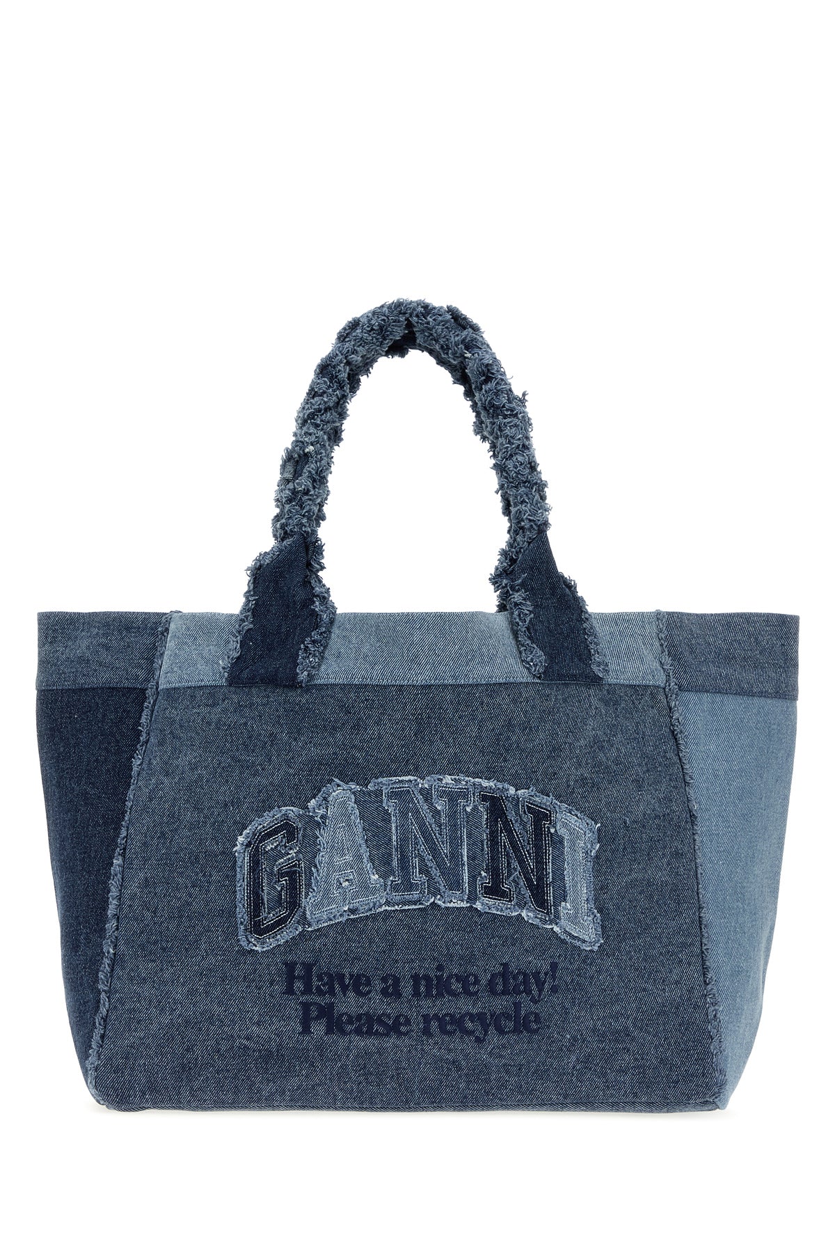 Ganni Borsa shopping Trapeze media in denim