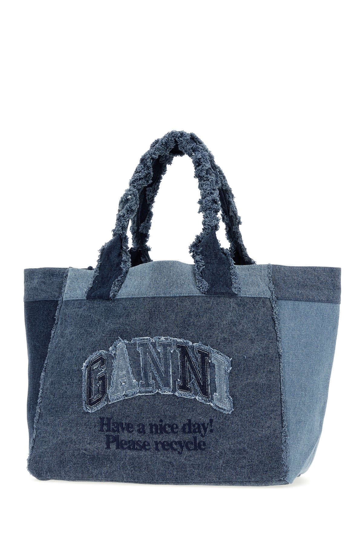 Ganni Borsa shopping Trapeze media in denim, view 2