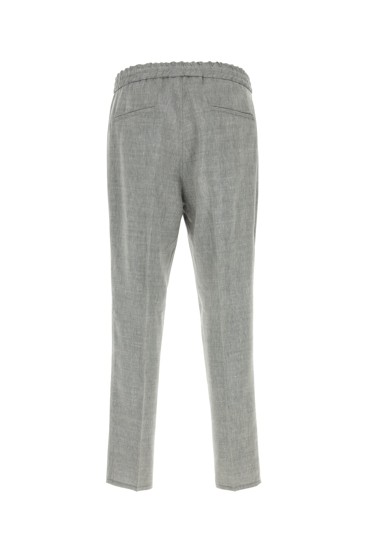 Brunello Cucinelli Pantalone in misto lino grigio, view 2