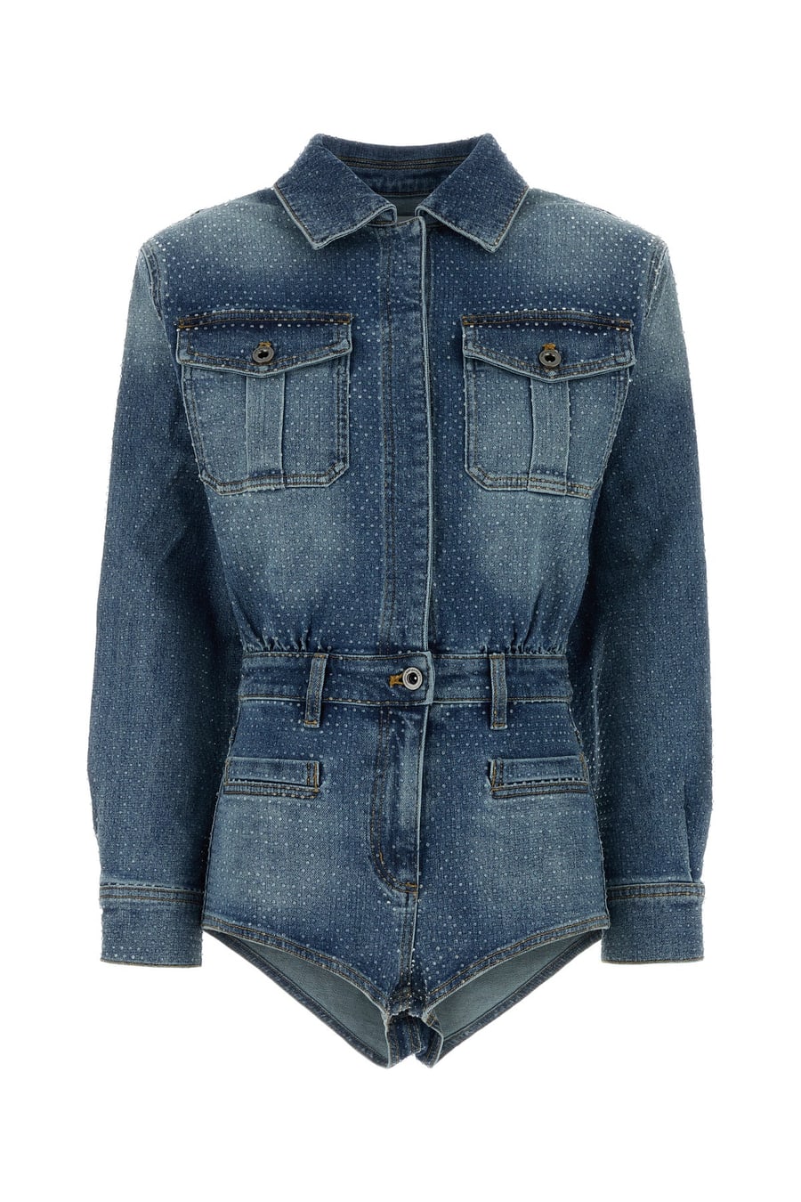 self-portrait Tuta in denim decorato