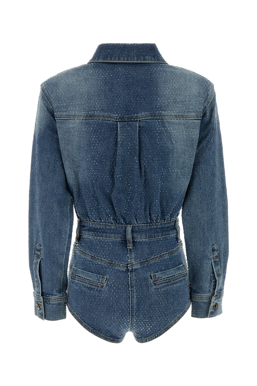 self-portrait Tuta in denim decorato, view 2