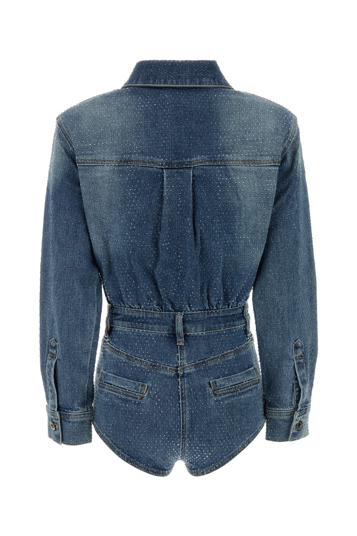 self-portrait Tuta in denim decorato, view 2