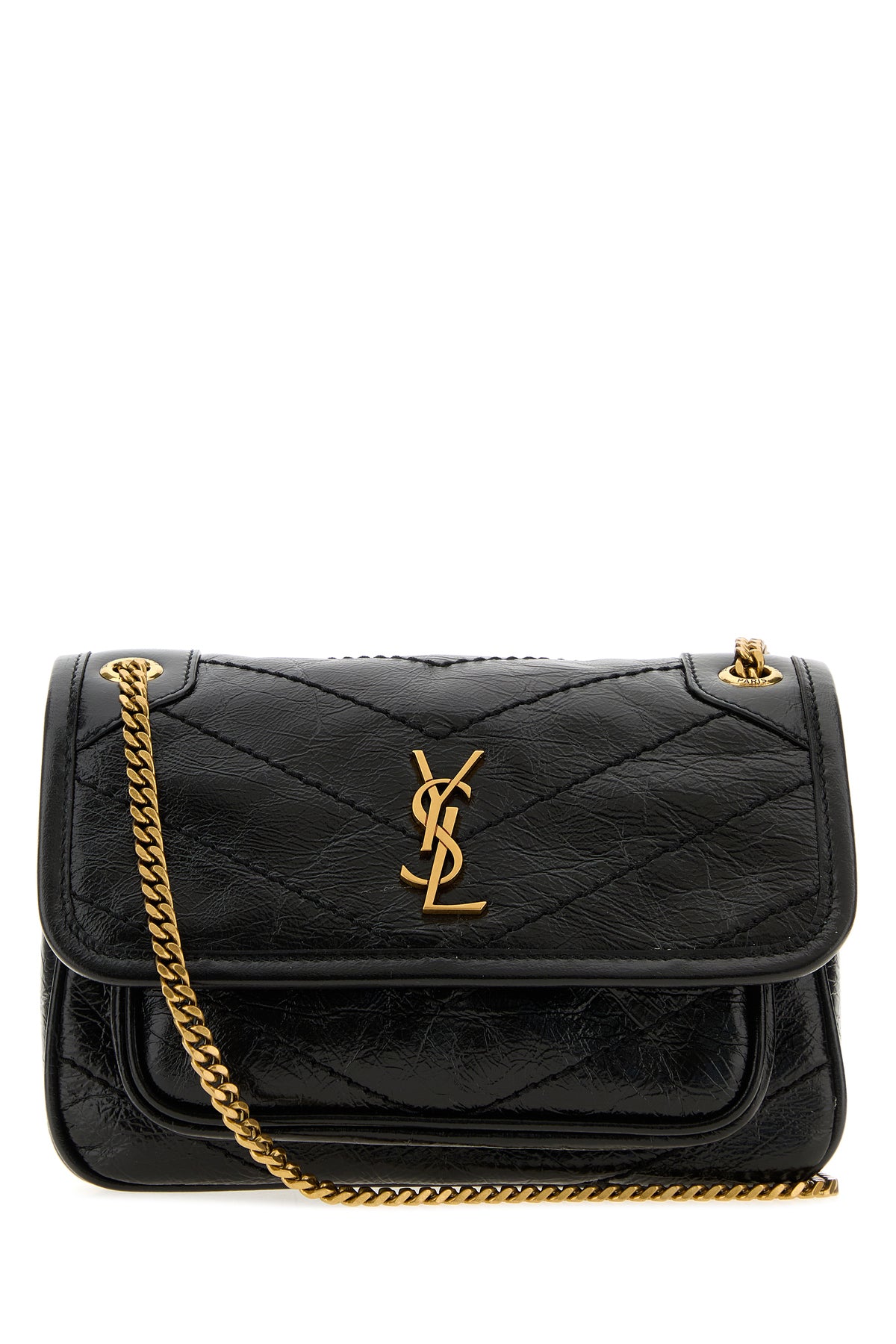 Saint Laurent Borsa a spalla Niki mini in pelle nera