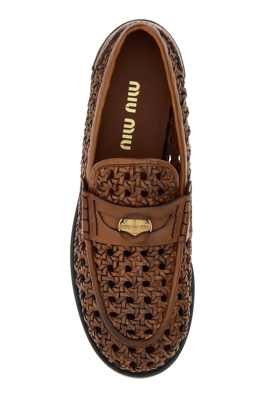 Miu Miu Mocassini in pelle marrone, view 4