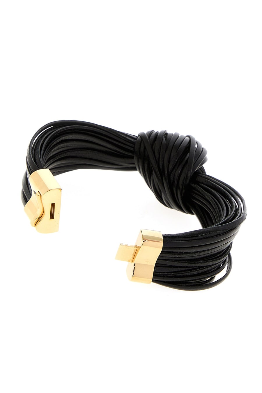 Bottega Veneta Bracciale Knot in pelle nera, view 3