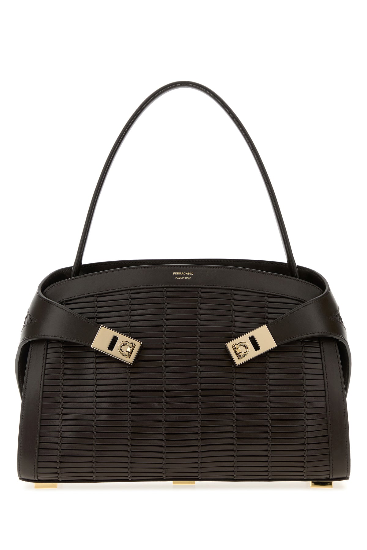 Ferragamo Borsa a mano Hug in pelle testa di moro
