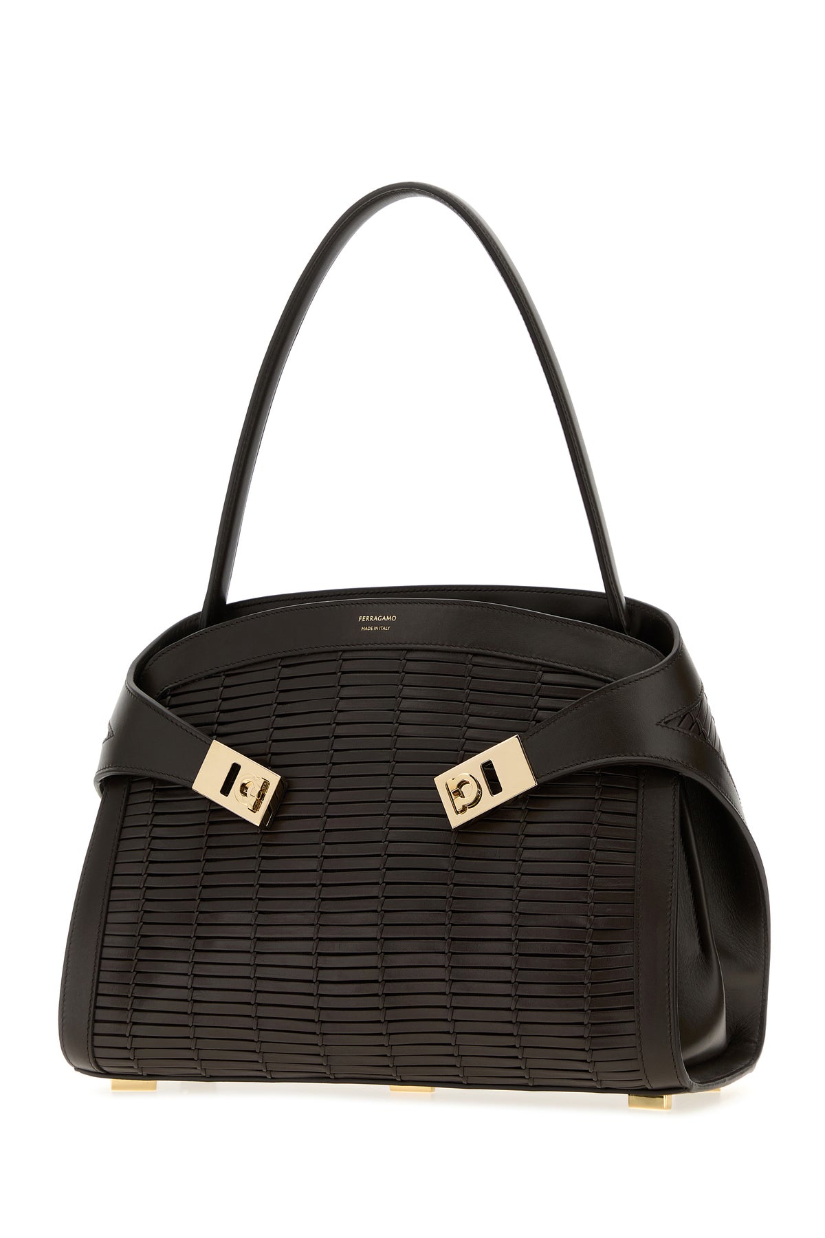 Ferragamo Borsa a mano Hug in pelle testa di moro, view 2