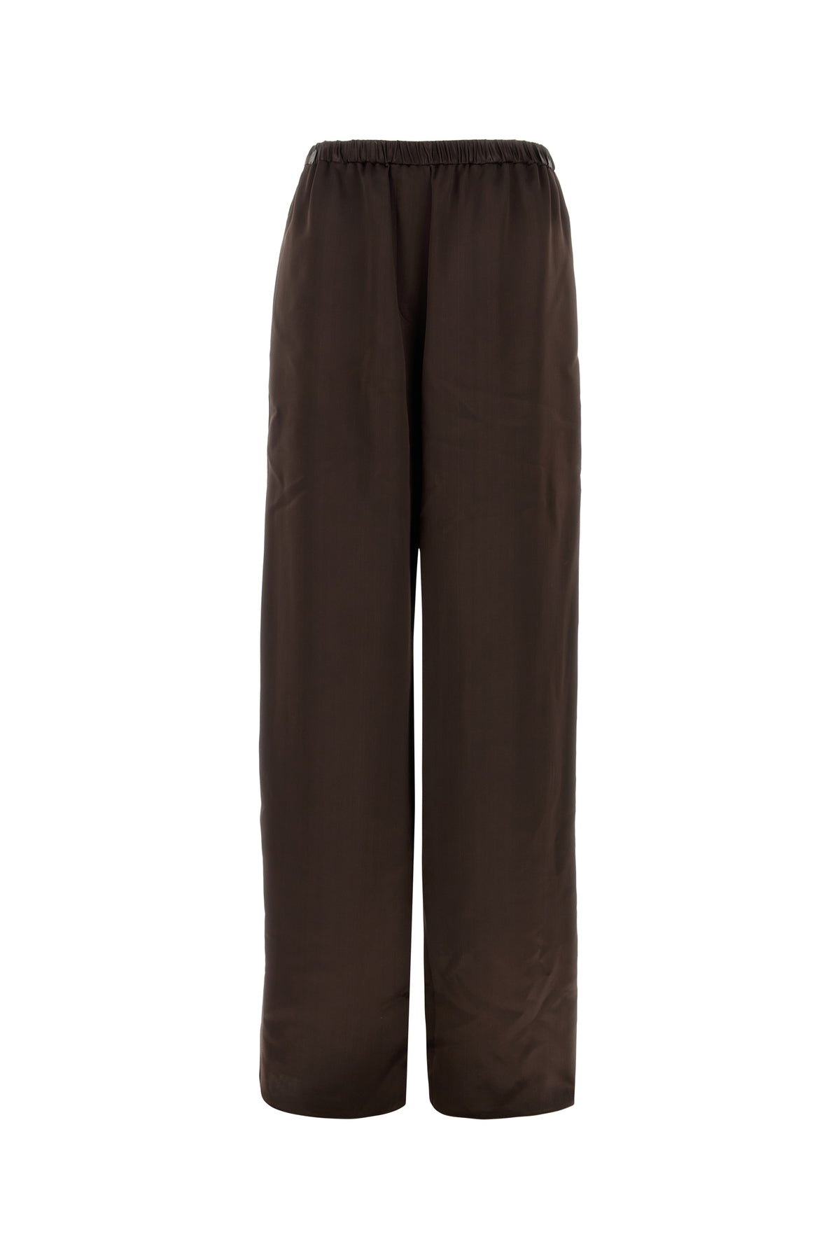 Ferragamo Pantalone palazzo in raso testa di moro