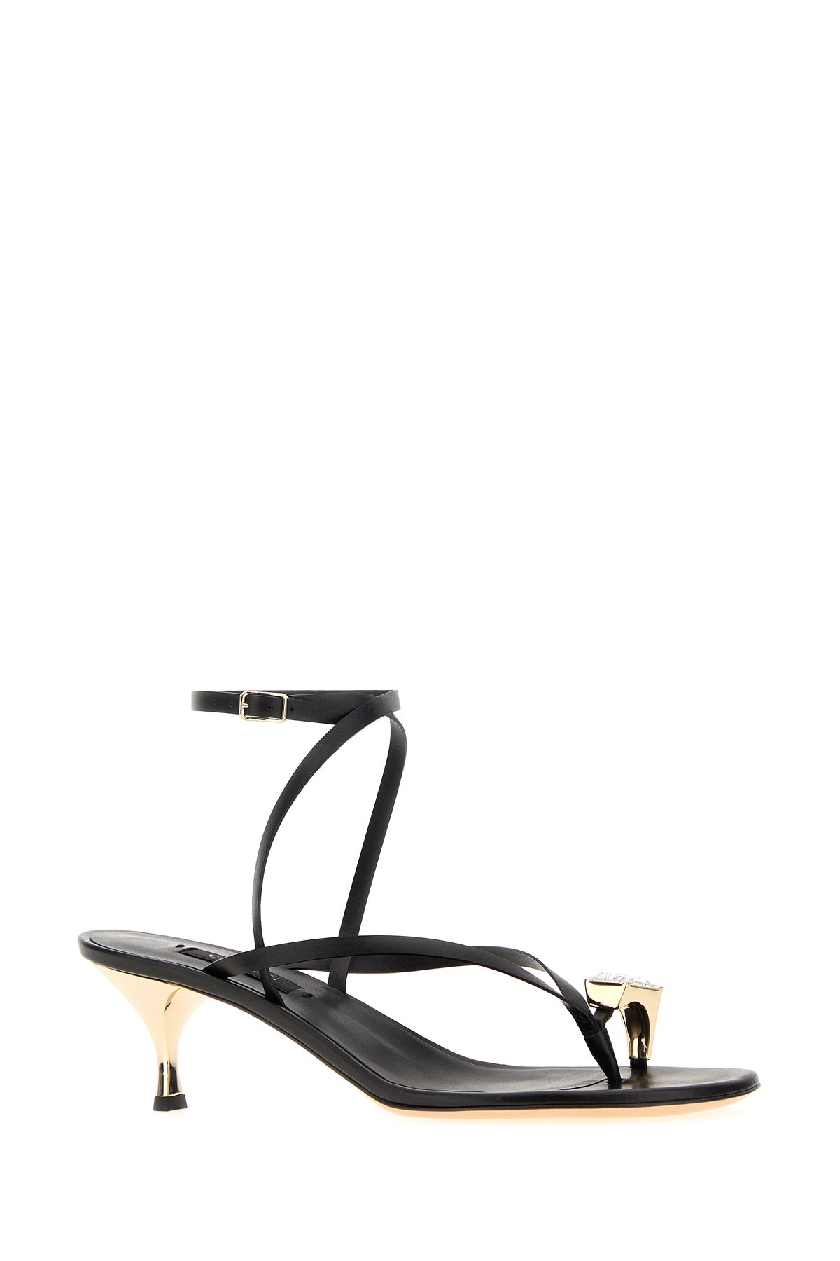 CASADEI Sandali infradito in pelle nera, view 2