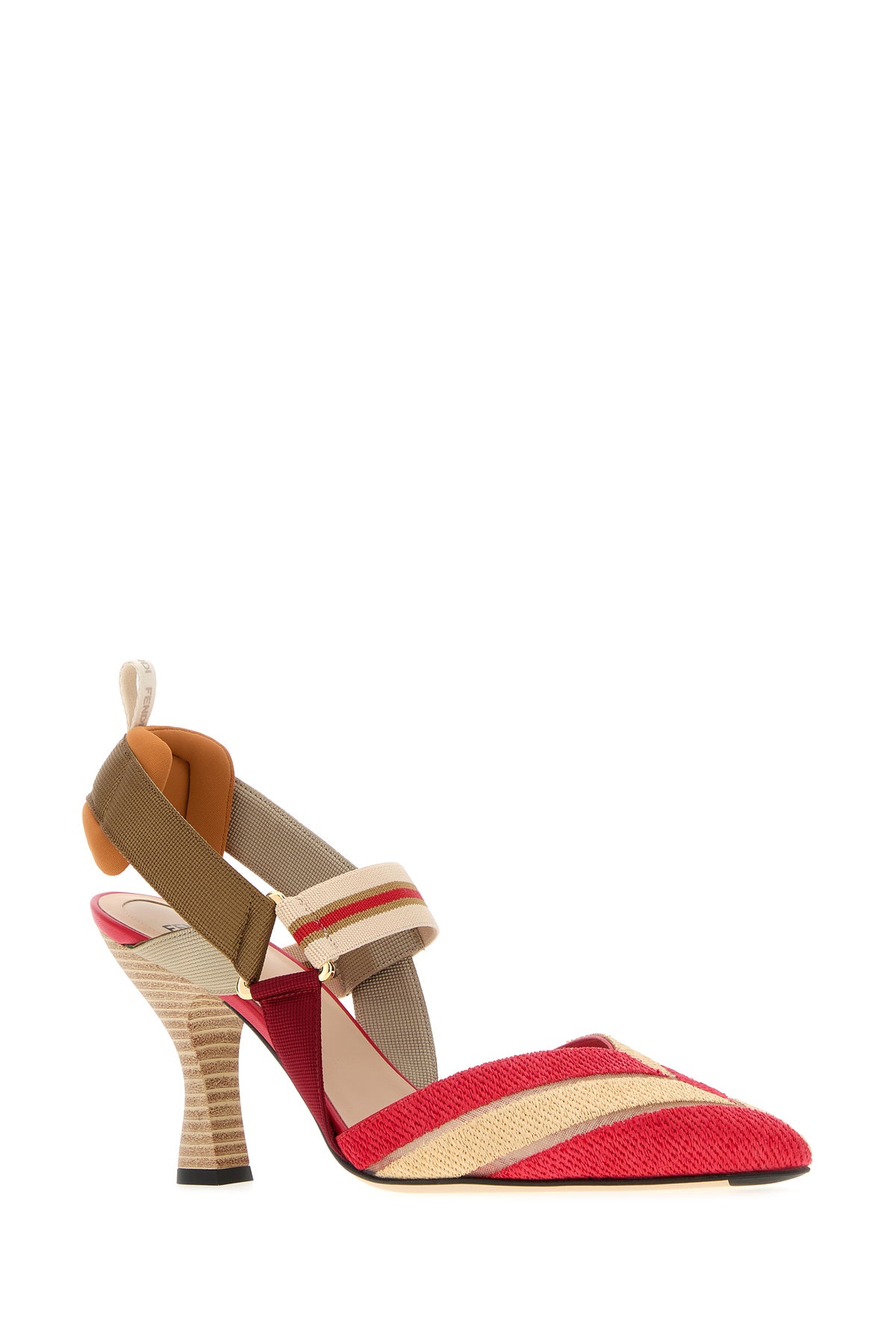 Fendi Scarpe con tacco Colibrì in rafia ricamata, view 2