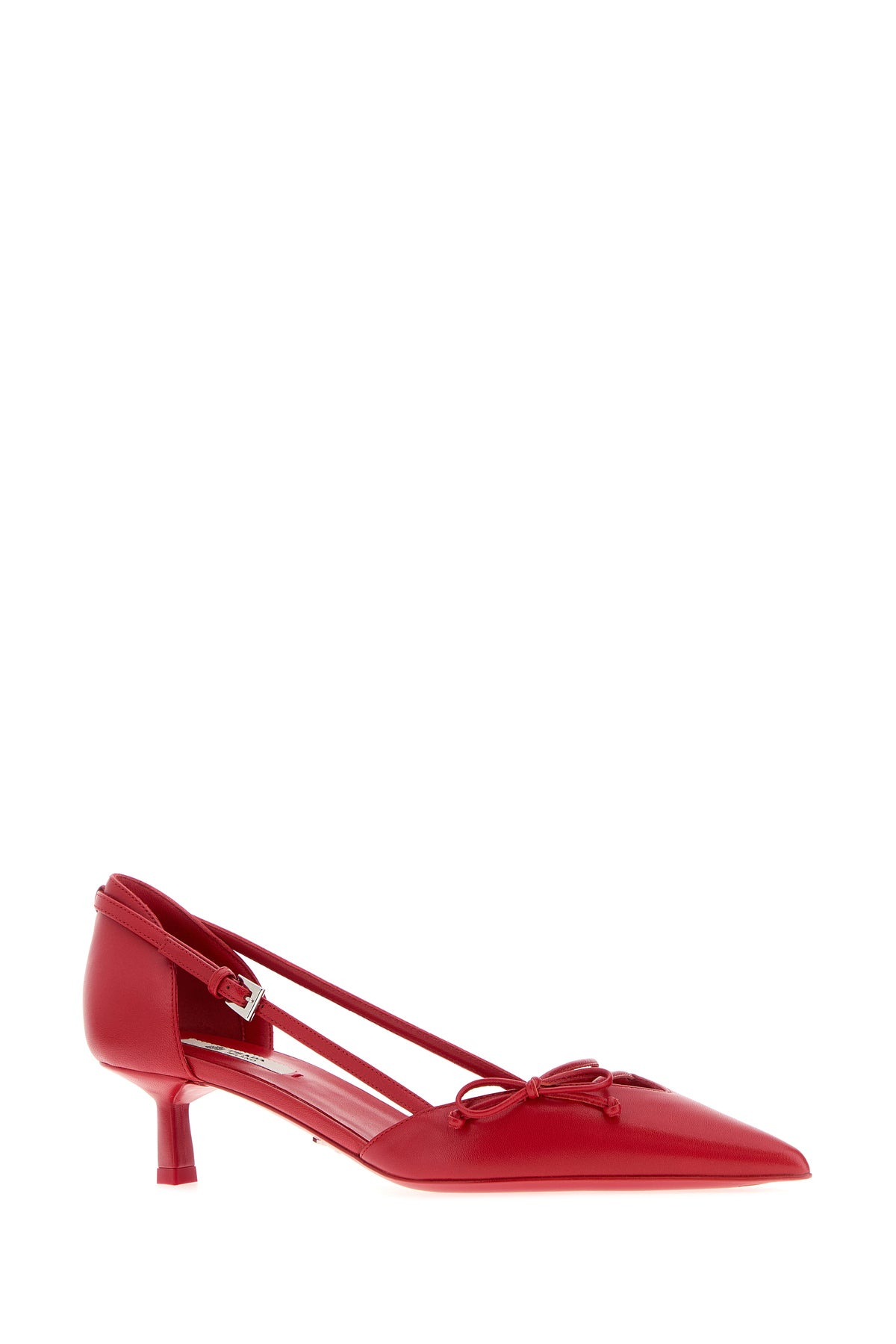 Prada Scarpe con tacco in pelle rossa, view 2