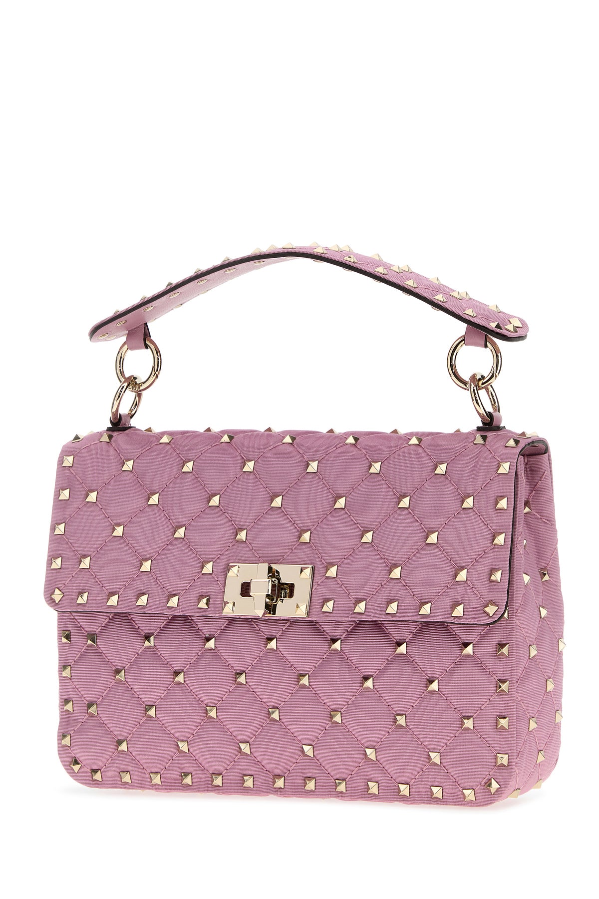 Valentino Garavani Borsa a mano Rockstud in tessuto rosa, view 2