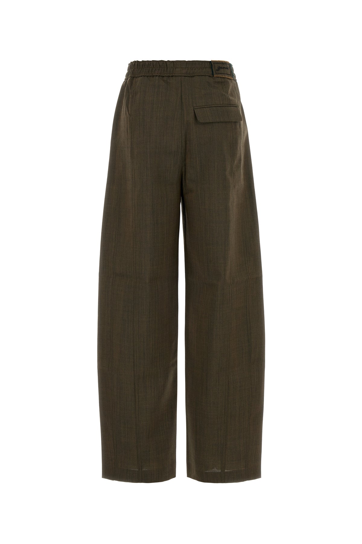 Ganni Pantalone dalla gamba ampia in lana fango, view 2