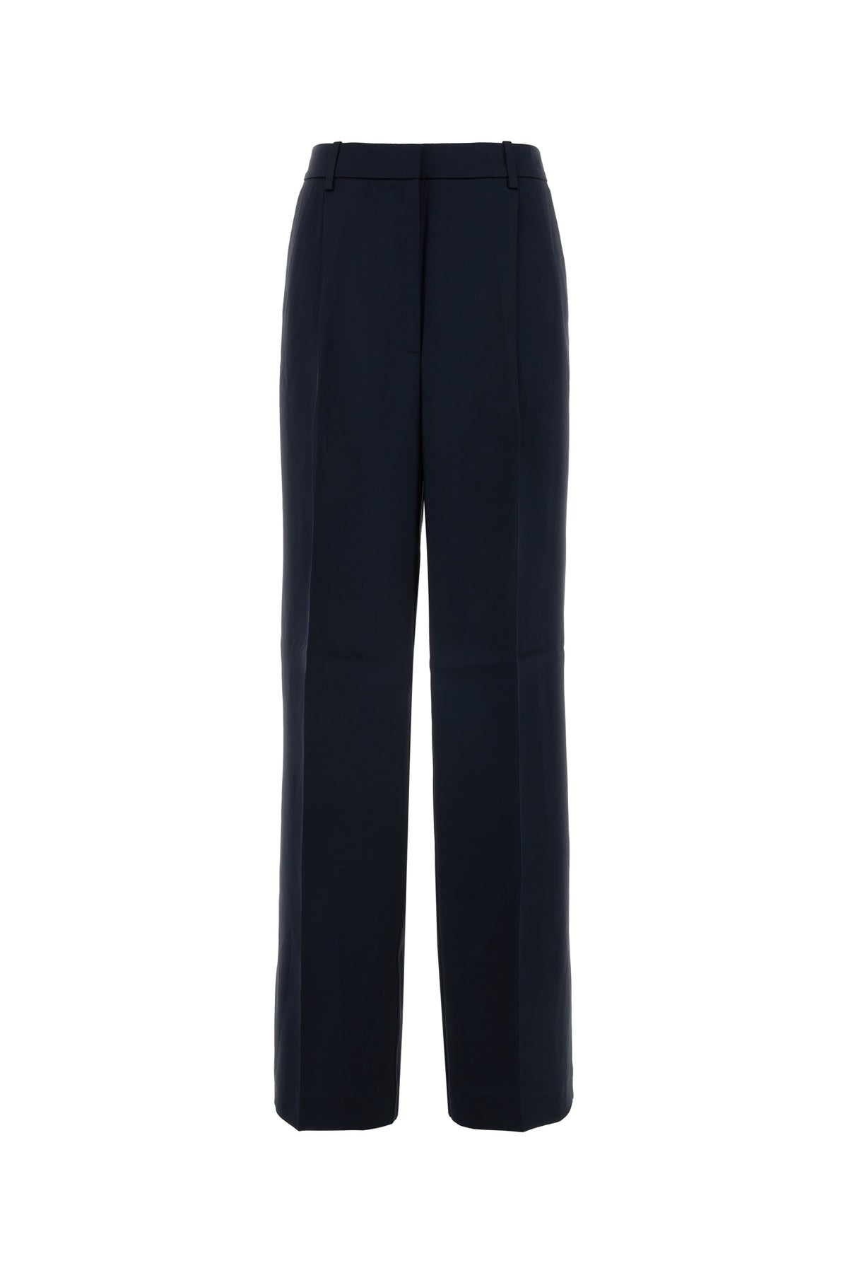 Anine Bing Pantalone Trent dalla gamba ampia in raso blu notte