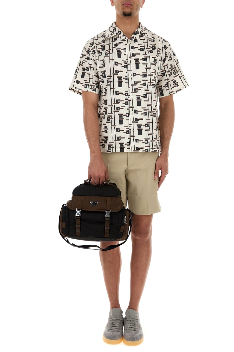 Prada Bermuda in cotone sabbia, view 6