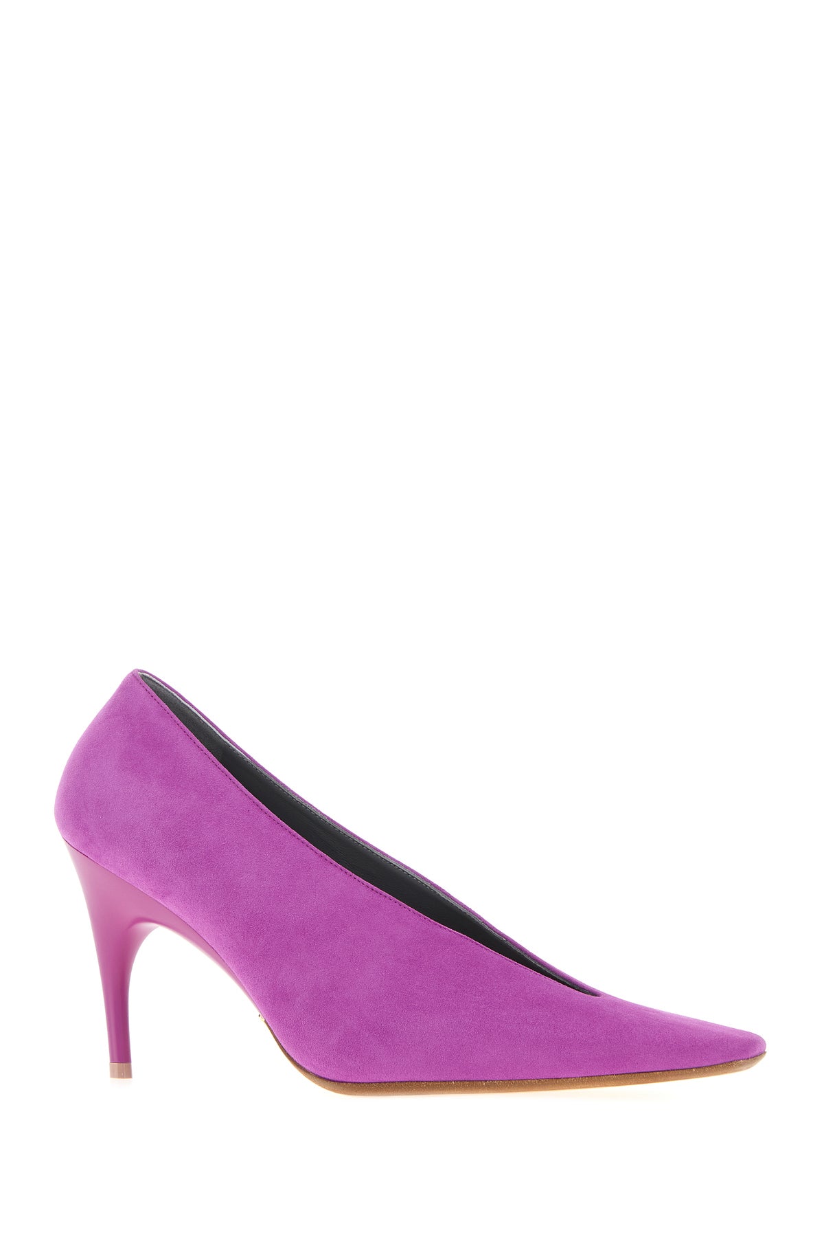 Balenciaga Scarpe con tacco Duchesse 90 in pelle scamosciata viola, view 2