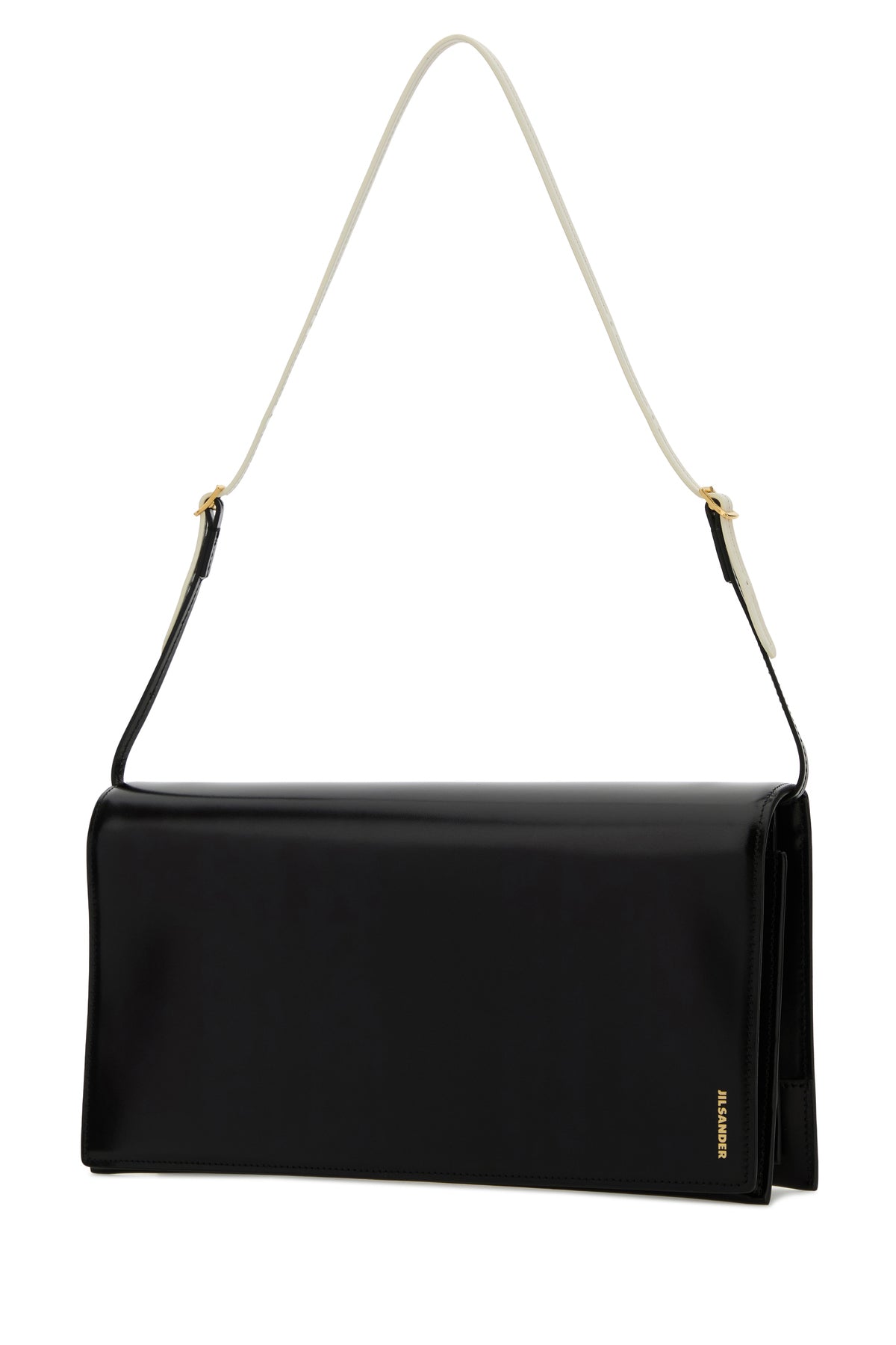 Jil Sander Borsa a spalla File media in pelle nera, view 2