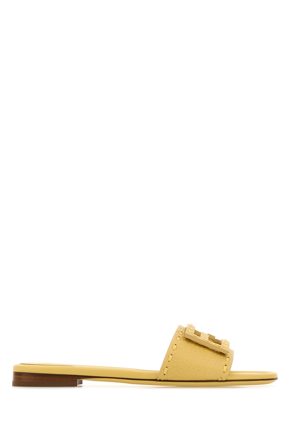 Fendi Slippers Baguette in pelle gialla