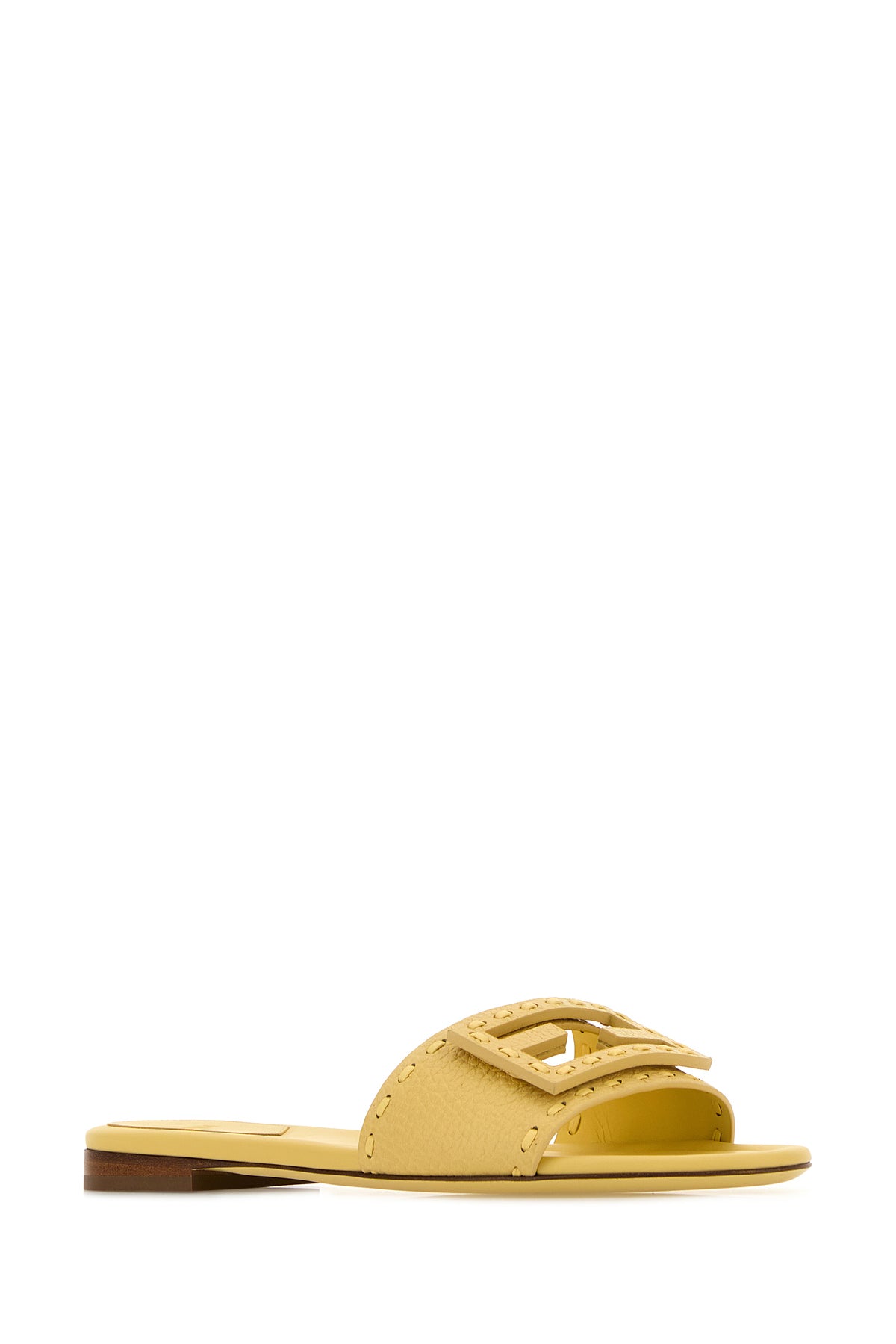 Fendi Slippers Baguette in pelle gialla, view 2